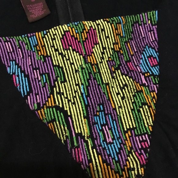 Even women’s multicolored floral black jersey knit pants jumpsuit size medium - Picture 5 of 5